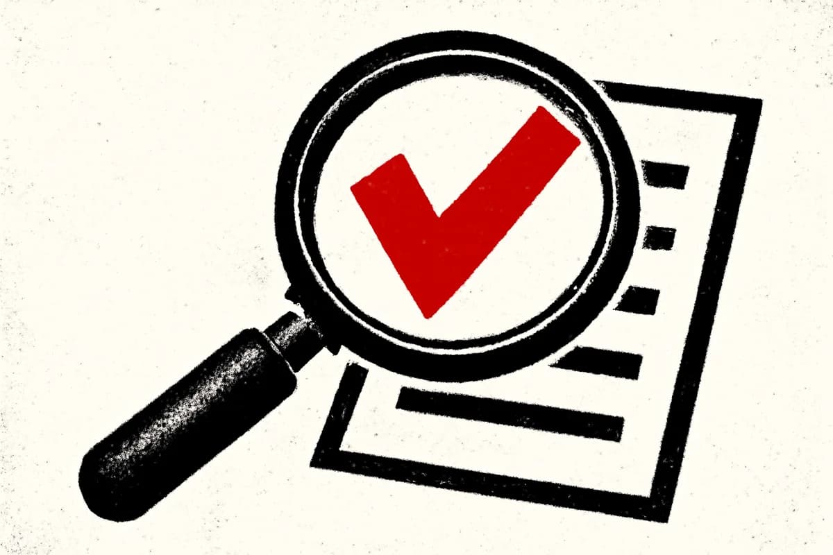 Illustration of a magnifying glass over a document